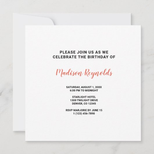 Purple Red Yellow Green Birthday Celebration Party (裏面)