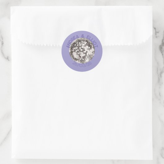 Purple Retro Disco Wedding Sticker Envelope Seal ラウンドシール (バッグ)