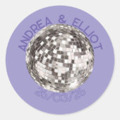 Purple Retro Disco Wedding Sticker Envelope Seal ラウンドシール (正面)