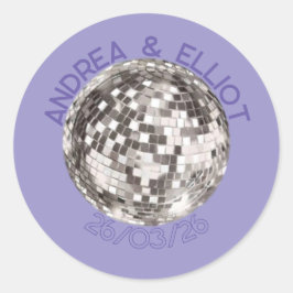 Purple Retro Disco Wedding Sticker Envelope Seal ラウンドシール