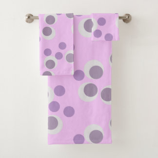 purple retro dots バスタオルセット