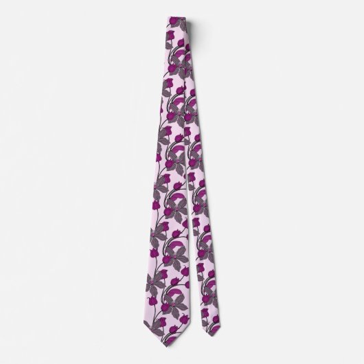 Purple retro ethnic elegant flower pattern ネクタイ (正面)