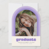 Purple Retro Striped Arch Graduation Announcement 招待状 (正面)