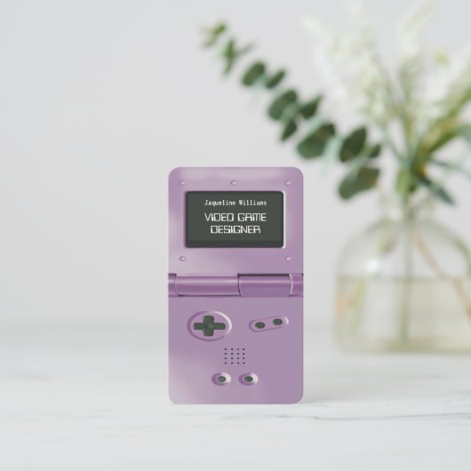 Purple Retro Style Gaming Console Game Designer 名刺 (スタンド正面)
