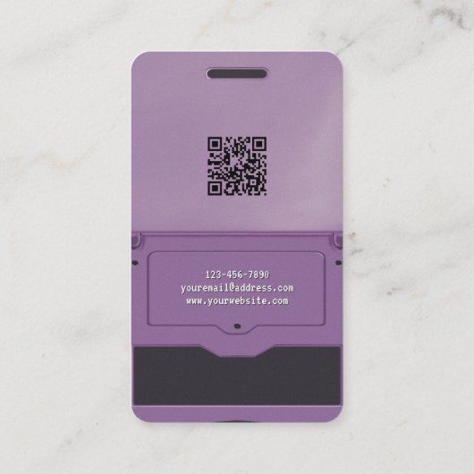 Purple Retro Style Gaming Console Game Designer 名刺 (裏面)