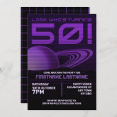 Purple Retrowave 50th Birthday Partyへの招待 招待状 (正面/裏面)