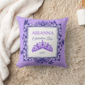 Purple Rhinestone Tiara, Butterflies, Personalized クッション (ブランケット)