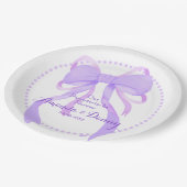 Purple Ribbon Baby Boy Shower  ペーパープレート (アングル)