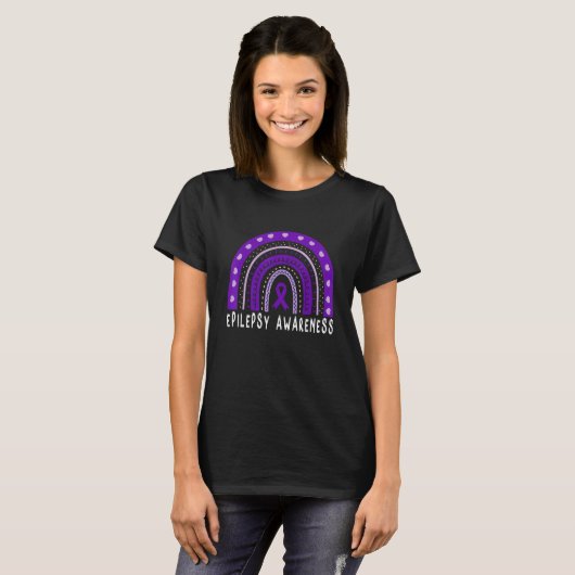 Purple Ribbon Boho Epileptic Epilepsy Awareness Mo Tシャツ (正面フル)