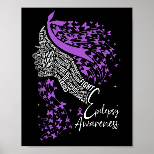 Purple Ribbon Butterfly Epilepsy Awareness  ポスター (正面)