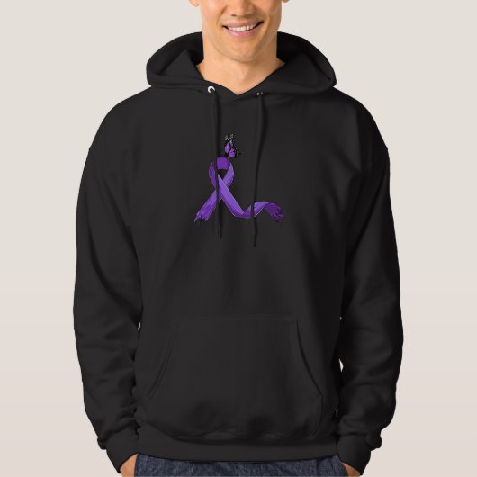 Purple Ribbon Cute Fibromyalgia Awareness パーカ (正面)