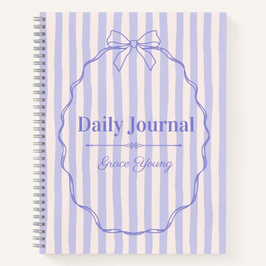 Purple Ribbon Elegant Personalized Name Custom ノートブック (正面)