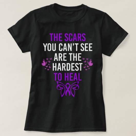 Purple Ribbon Hardest To Heal Domestic Violence Aw Tシャツ (デザイン正面)