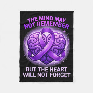 Purple ribbon the mind may not remember alzheimers フリースブランケット