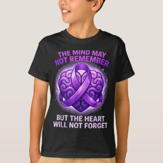 Purple ribbon the mind may not remember alzheimers tシャツ