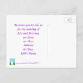 Purple Ribbon Wedding Dress Invitation Postcards インビテーションポストカード (裏面)