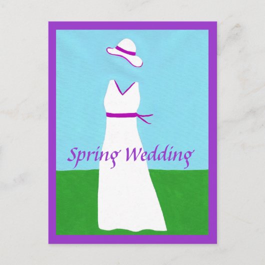 Purple Ribbon Wedding Dress Invitation Postcards インビテーションポストカード (正面)
