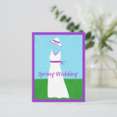 Purple Ribbon Wedding Dress Invitation Postcards インビテーションポストカード (スタンド正面)