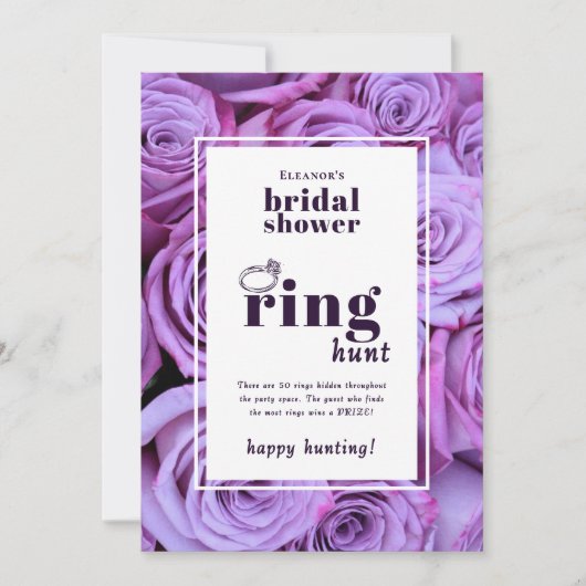 Purple Ring Hunt Bridal Shower Game Tabletop Card 招待状 (正面)