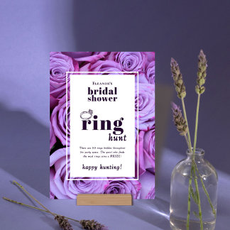 Purple Ring Hunt Bridal Shower Game Tabletop Card 招待状