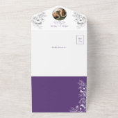 Purple Romantic Timeline Photo Wedding オールインワン招待状 (外側)