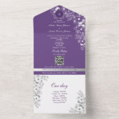Purple Romantic Timeline Photo Wedding オールインワン招待状 (内側)
