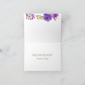 Purple Rose and Gold Leaf Floral Thank You Card サンキューカード (内部)