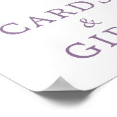 Purple Rose Floral Shower Cards & Gifts Sign ポスター (角)