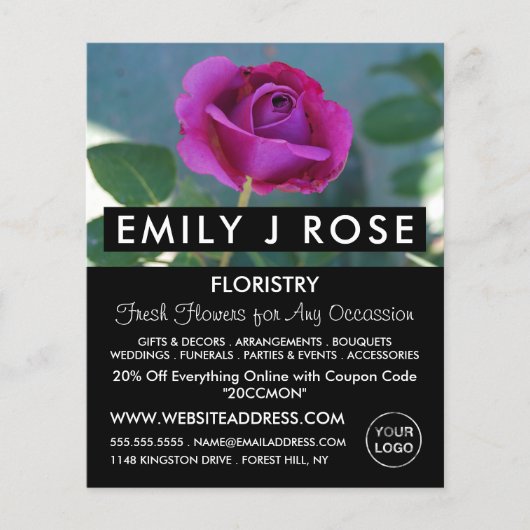 Purple Rose, Florist, Floristry Advertising チラシ (正面)