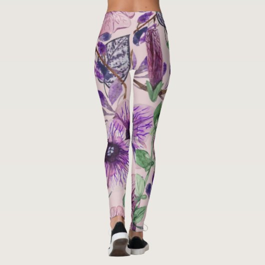 Purple Rose Flower Leggings レギンス (裏面)