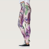 Purple Rose Flower Leggings レギンス (左)