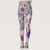 Purple Rose Flower Leggings レギンス (正面)