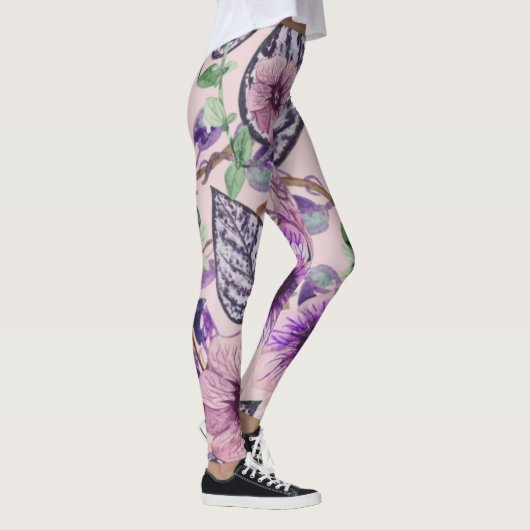 Purple Rose Flower Leggings レギンス (右)