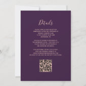 Purple Rose Gold Glitter Edge QR Code Wedding 招待状 (裏面)