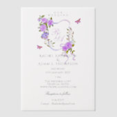 Purple Rose Ribbon Monogram Wedding  Invitation ベラム紙招待状 (正面)