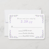 Purple Rose Vine Border Wedding RSVP Card (正面)