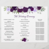 Purple Roses DIY tri-fold Catholic Wedding Program チラシ (裏面)