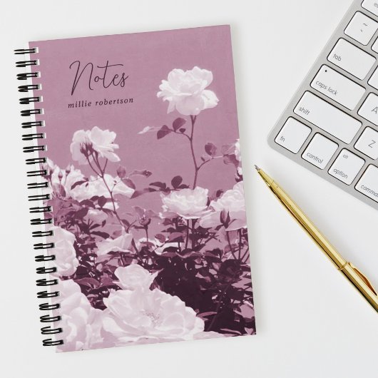 Purple Roses Floral Garden Custom Spiral Notebook ノートブック