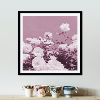 Purple Roses Floral Garden Photo Art Print Poster ポスター