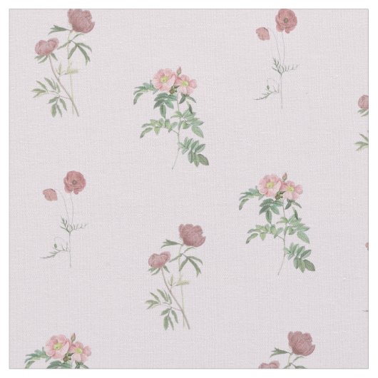 Purple Roses Floral Pattern Vintage & Elegant ファブリック (クローズアップ)