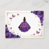 Purple Roses Gold Quinceanera Reception Details エンクロージャーカード (裏面)