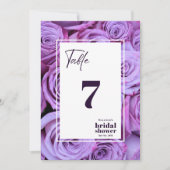Purple Roses Photo Bridal Shower Table Number Card 招待状 (正面)