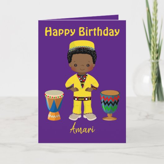 Purple Royal African Birthday Greetings for He シーズンカード (正面)