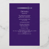Purple Royal Medieval Silver Sword Wedding Details 箔招待状 (裏面)