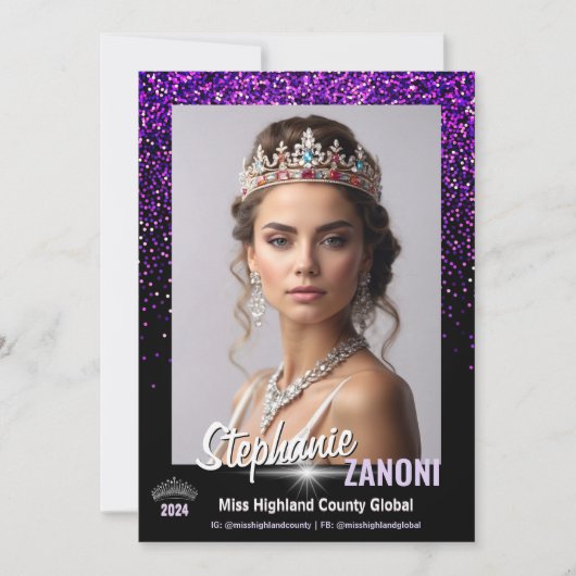 Purple Royale Pageant サインカード | QRコード 招待状 (正面)