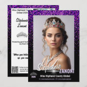 Purple Royale Pageant サインカード | QRコード 招待状 (正面/裏面)