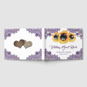 Purple Rustic Floral Lace Sunflower Wedding ゲストブック (全面)