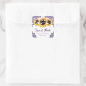 Purple Rustic Sunflower Wedding Thank You スクエアシール (バッグ)