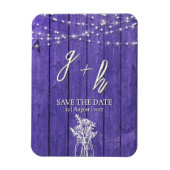 Purple Rustic Wood String Lights Boho Mason Jar マグネット (縦)
