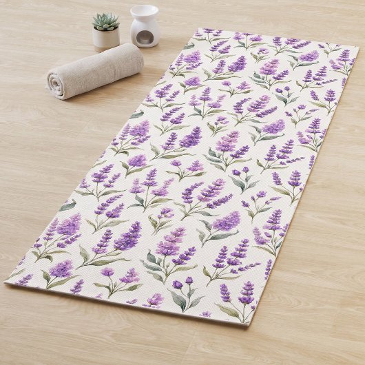 Purple Sage Green Lavender Flowers ヨガマット